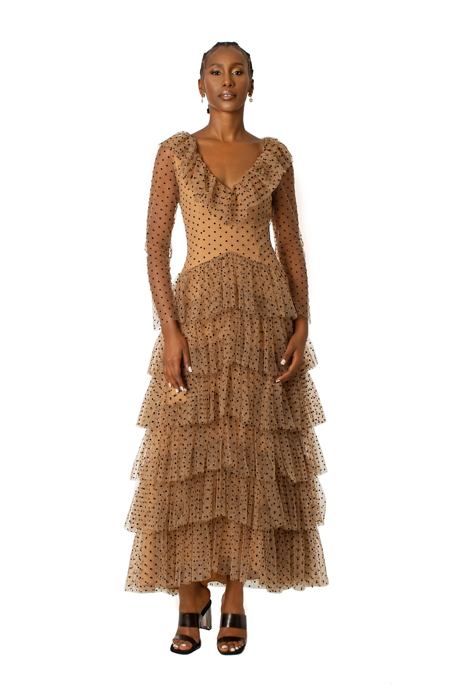 Tiered polka dot Long dress. Josh And Nicol