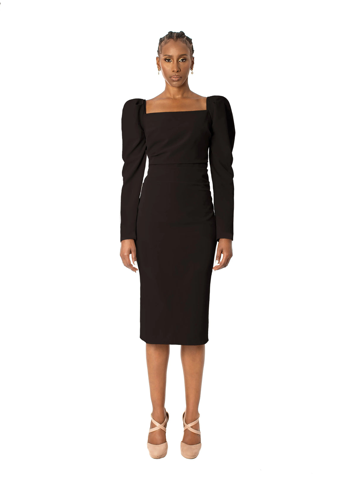 Puff Sleeve Rouche Dress