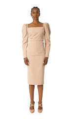 Puff Sleeve Rouche Dress