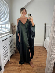 Sienna Cold Shoulder Dress- Iridescent Green