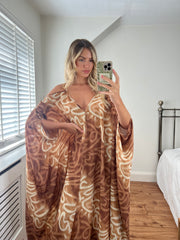 Sienna Cold Shoulder Dress- Beige Print