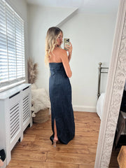 Sofia Denim Maxi Bodycon Dress