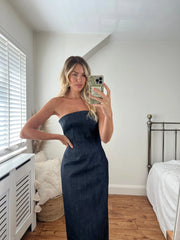 Sofia Denim Maxi Bodycon Dress