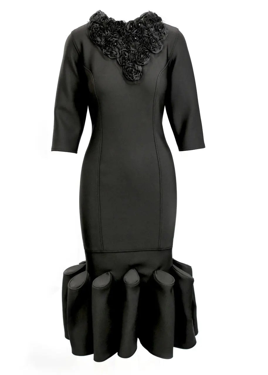 Freda Scuba Midi Cone Dress